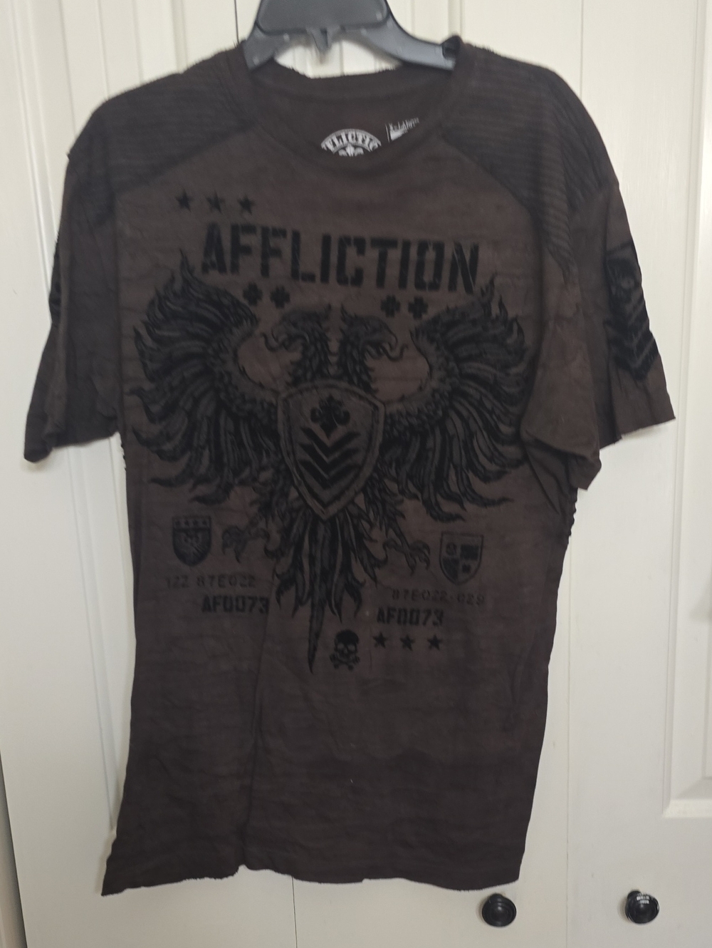 Vintage affliction t-shirt y2k - Affliction Brown and Black Graphic Crewneck Tee